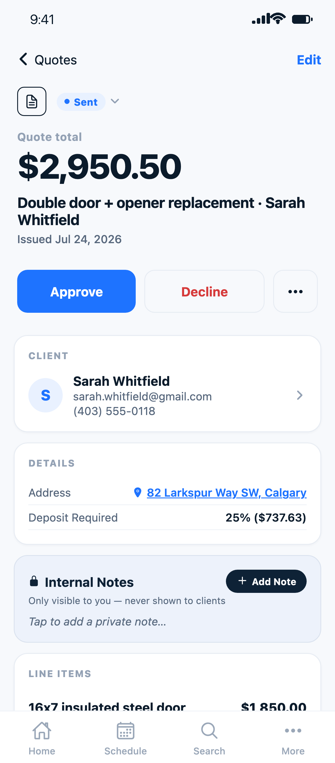 New quote builder